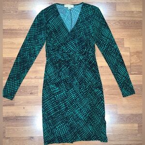 MICHAEL Michael Kors Green Geometric Long Sleeve Dress